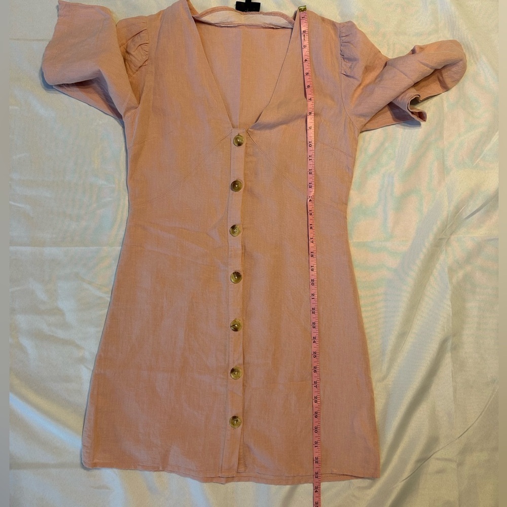 NWT TOPSHOP Blush Linen Blend Dress - SIZE 6 - Picture 6 of 9